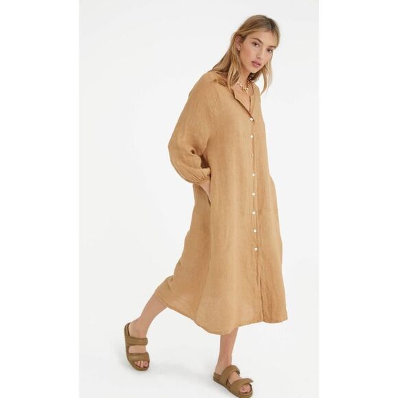Marche Los Angeles The Camille Linen Dress in Camello OS